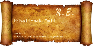 Mihalicsek Emil névjegykártya